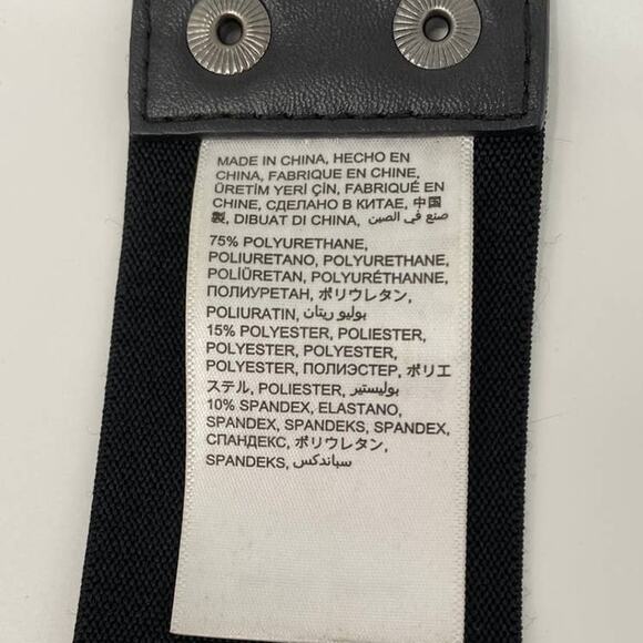 Bebe Womens Black Pleather Elastic Stretch Belt Rockstud Fashion Size M/L - Picture 7 of 7